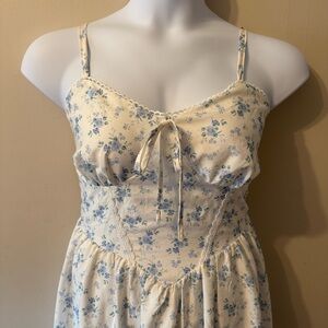 Floral Print Tie Front Cami Corset Style Cottagecore Midi Dress Size 3xl
